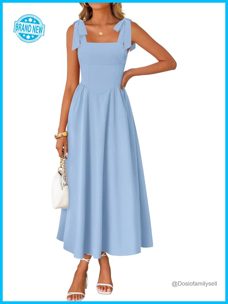Spaghetti Strap Square Neck Maxi Dress With Pockets